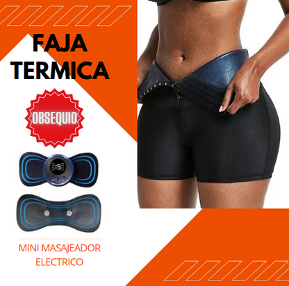 FAJA SHORT TERMICA + MINI MASAJEADOR ELECTRICO